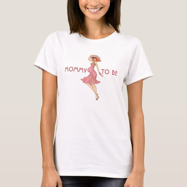 Retro Mama Redhead 2 Baby Dusche Party T-Shirt (Vorderseite)