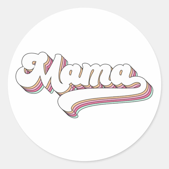 Retro Mama Runder Aufkleber (Vorderseite)