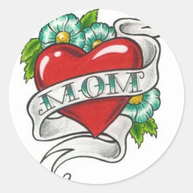 Retro Mama Tattoo Runder Aufkleber (Vorderseite)
