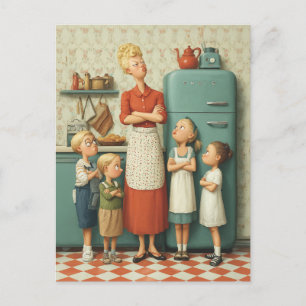 Retro-Mama und Kindersicherung Postkarte