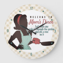 Retro Maman's Diner lingo frire cuisine horloge