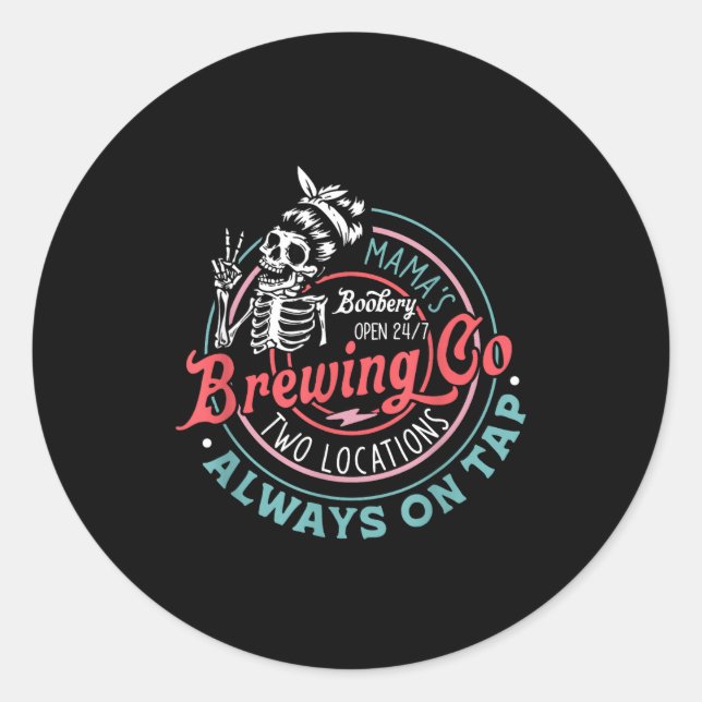 Retro Mama's Ery Brewing Co Funny Breastfeeding Sk Runder Aufkleber (Vorderseite)