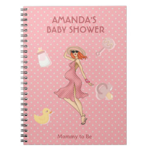 Retro Mami Rotschopf 2 Baby Shower Notizblock