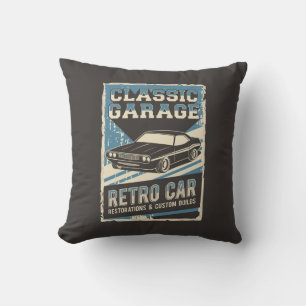 Retro Man Cave Classic Automotive-Car Garage Throw Kissen