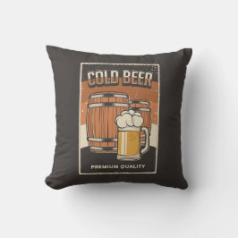 Retro Man Cave Classic Barrels Cold Beer Throw Kissen