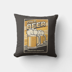 Retro Man Cave Classic - Cold Beer Throw Kissen