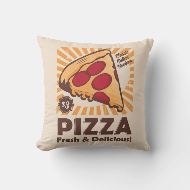 Retro Man Höhle Vintag Gratis Köstliche Pizza Kissen (Vorderseite)