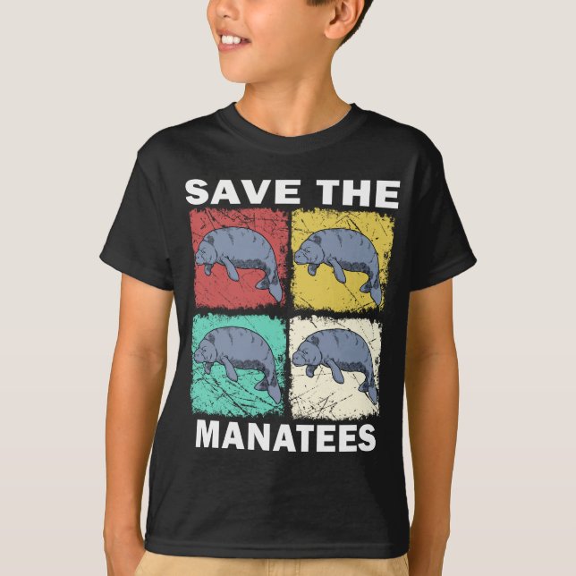 Retro Manatee Floaty Potato Rettete die Manatees T-Shirt (Vorderseite)
