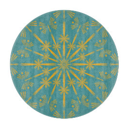 Retro Mandala Aquamarine Glasschneideplatine Schneidebrett