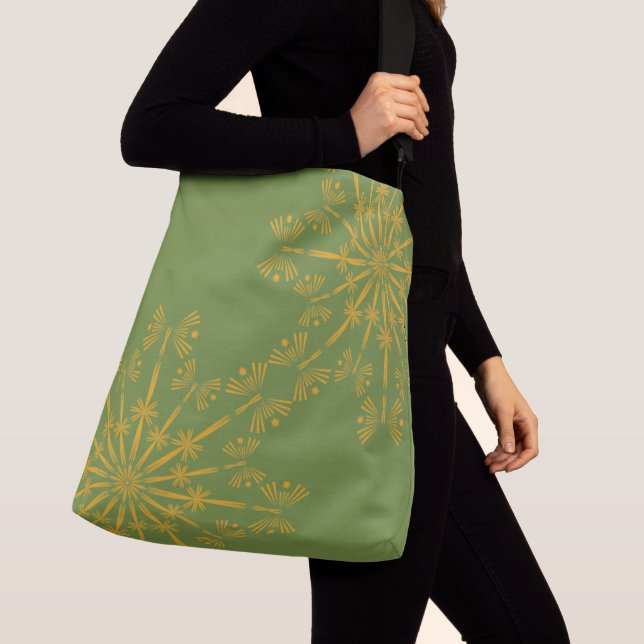 Retro Mandala Avocado Crossbody Bag Tragetaschen Mit Langen Trägern (Von Nahem)