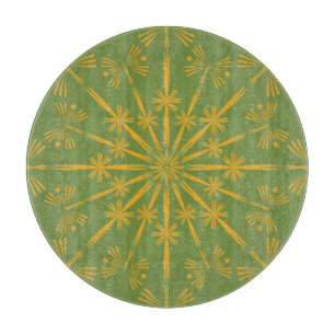 Retro Mandala Avocado Glaszuschnitt Schneidebrett