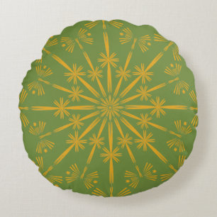 Retro Mandala Avocado Round Pillow Rundes Kissen