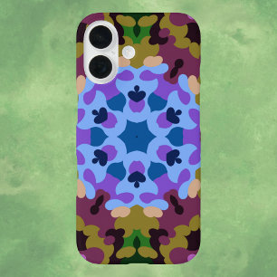 Retro Mandala Blau Lila und gelb iPhone 16 Hülle