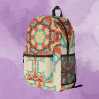 Retro Mandala Blau Rot und Gelb