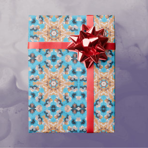 Retro Mandala Blue und Orange Geschenkpapier