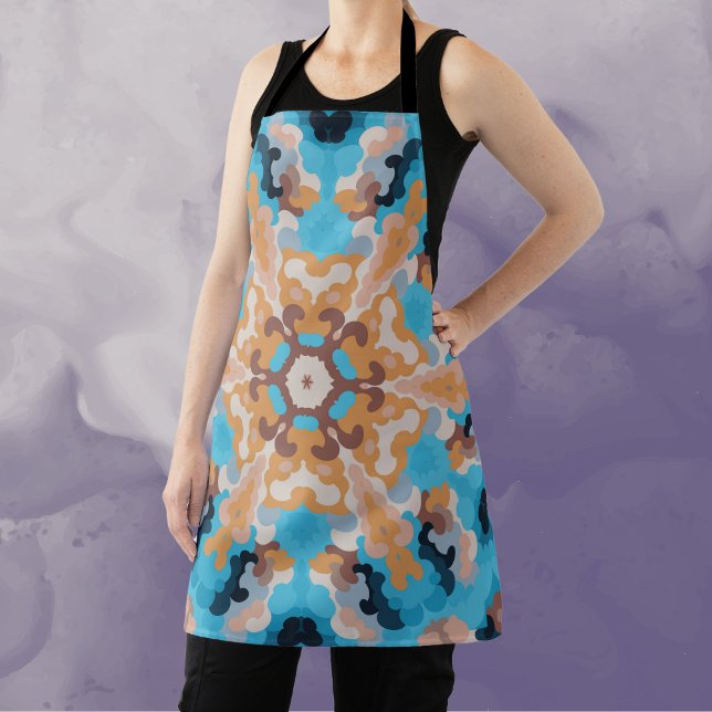 Retro Mandala Blue und Orange Schürze (Von Creator hochgeladen)