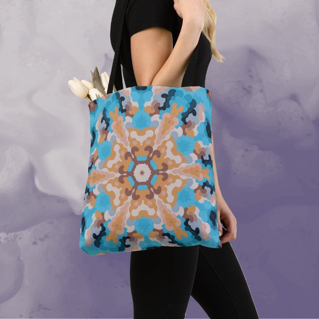 Retro Mandala Blue und Orange Tasche (Von Creator hochgeladen)