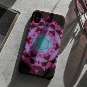 Retro Mandala Blume Blau Lila und schwarz Case-Mate iPhone Hülle
