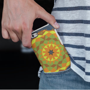 Retro Mandala Blume Blau Orange und Gelb Case-Mate iPhone Hülle