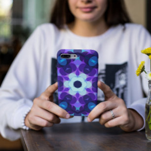 Retro Mandala Blume Blau und Lila Case-Mate iPhone Hülle