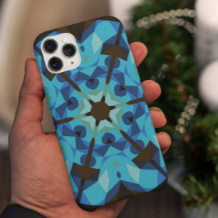 Retro-Mandala-Blume Blau und Orange Case-Mate iPhone Hülle