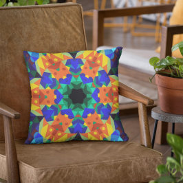 Retro Mandala Blume Blue Orange und Green Kissen