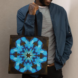 Retro Mandala Blume Blue und Orange Tasche