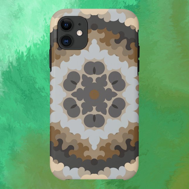 Retro Mandala Blume Brown und Tan Case-Mate iPhone Hülle (Von Creator hochgeladen)