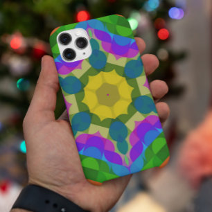 Retro Mandala Blume Gelb Blau und Lila Case-Mate iPhone Hülle
