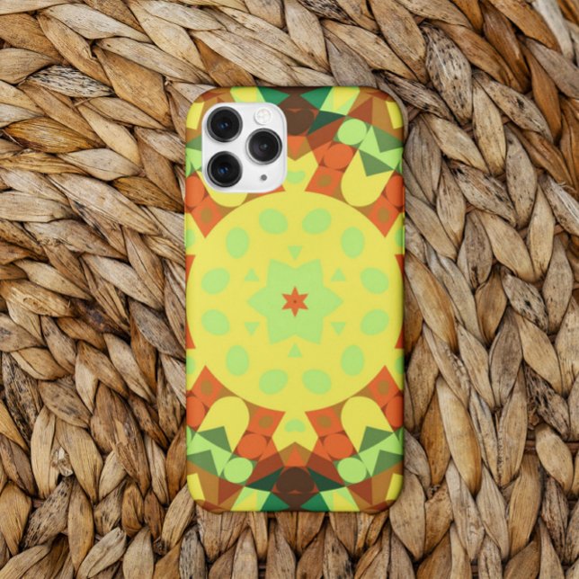 Retro Mandala Blume Gelb Orange und Grün Case-Mate iPhone Hülle (Von Creator hochgeladen)