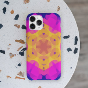 Retro-Mandala-Blume Gelb Pink und Blau Case-Mate iPhone Hülle