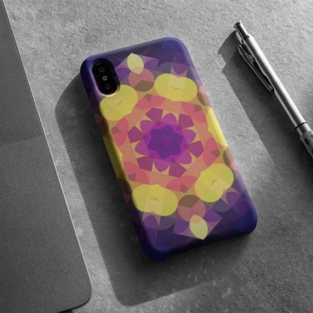Retro Mandala Blume Gelb Rosa und Lila Case-Mate iPhone Hülle (Von Creator hochgeladen)