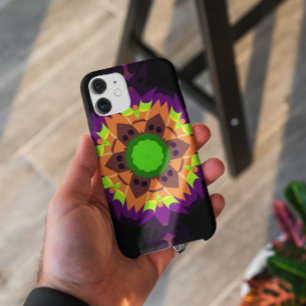 Retro Mandala Blume Green Orange und Lila Case-Mate iPhone Hülle