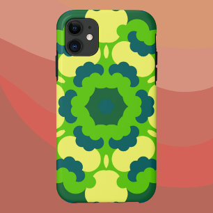 Retro Mandala Blume Grün Gelb und Blau Case-Mate iPhone Hülle