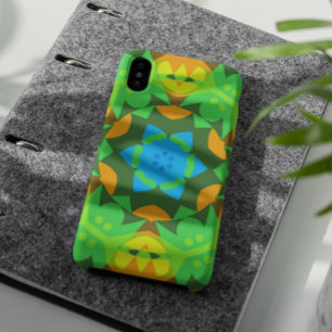 Retro Mandala Blume Grün Gelb und Blau Case-Mate iPhone Hülle