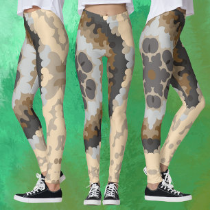 Retro-Mandala-Blume in Braun und Beige Leggings