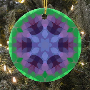 Retro Mandala Blume Lila und grün Keramik Ornament