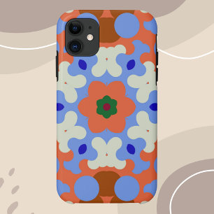 Retro-Mandala-Blume Orange Blau und Gelb Case-Mate iPhone Hülle