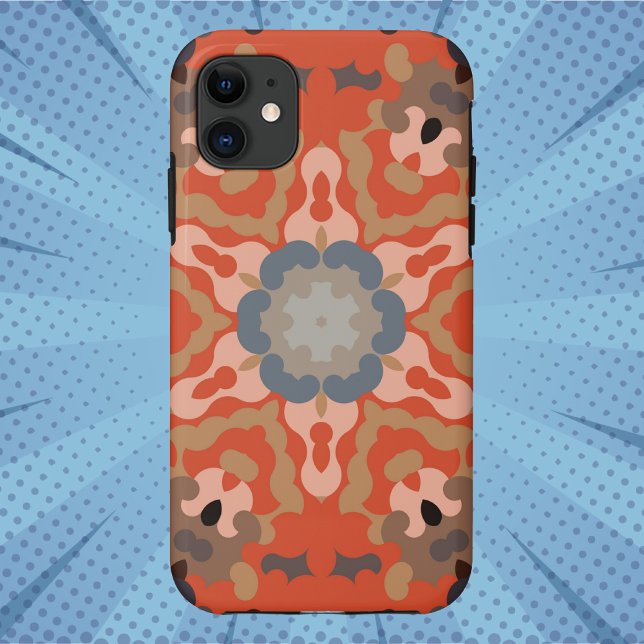 Retro Mandala Blume Orange Blue und Tan Case-Mate iPhone Hülle (Von Creator hochgeladen)