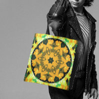 Retro Mandala Blume Orange Gelb und Grün