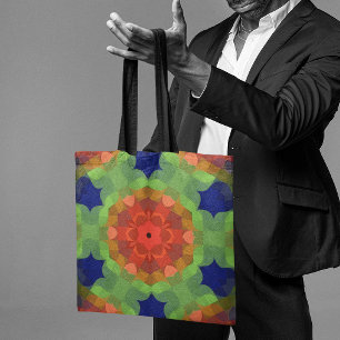 Retro-Mandala-Blume Orange Grün und Blau Tasche