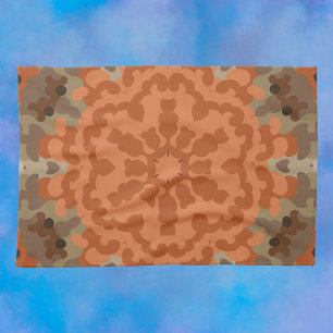Retro-Mandala-Blume Orange und Beige Geschirrtuch