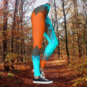 Retro Mandala Blume Orange und Blue Leggings