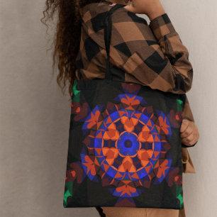 Retro Mandala Blume Orange und Blue Tasche