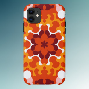 Retro-Mandala-Blume Orange Weiß und Gelb Case-Mate iPhone Hülle