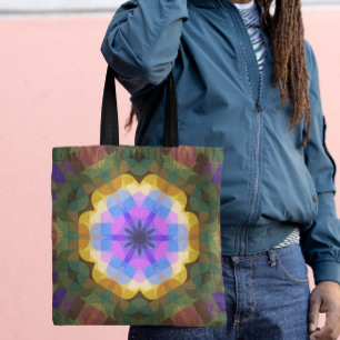 Retro-Mandala-Blume Rosa Blau und Gelb Tasche