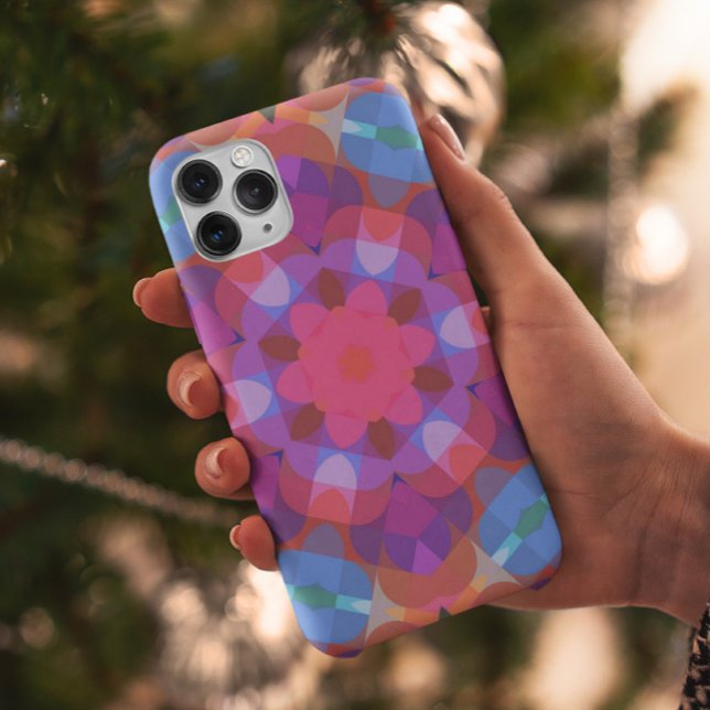 Retro Mandala Blume Rosa Blau und Lila Case-Mate iPhone Hülle (Von Creator hochgeladen)