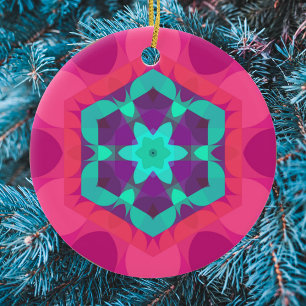 Retro Mandala Blume Rosa Blau und Lila Keramik Ornament