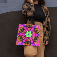 Retro Mandala Blume Rosa Orange und Grün