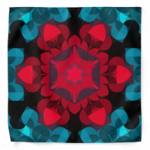 Retro Mandala Blume Rot und Blau